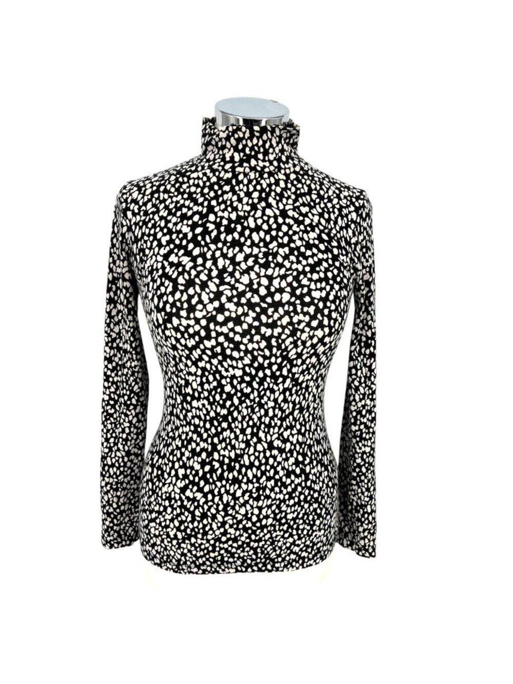 & Other Stories High Neck Speckled Pebble Print Shirt Black White Size Small